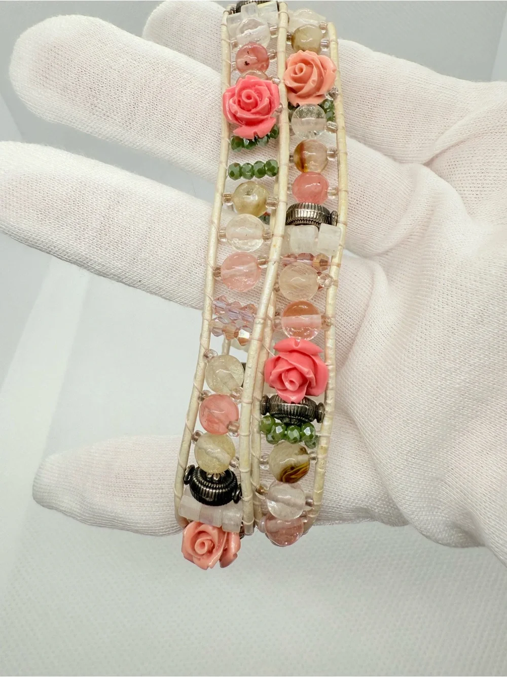 Beautifully Crafted Artisan Wrap Gemstone & Charm Bracelet!